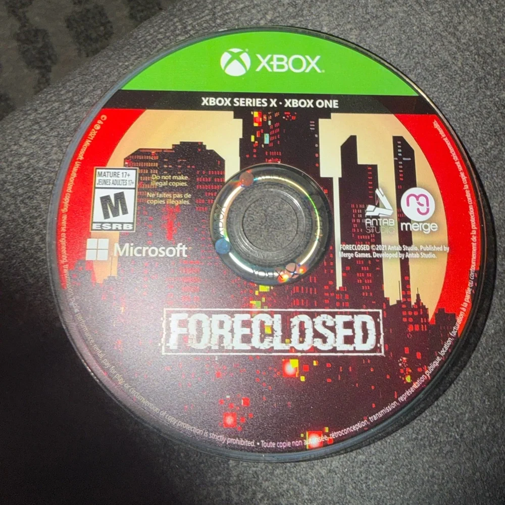 Microsoft Xbox One/Series X Foreclosed Video Game Rated M For Mature Used Pre O.